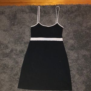 Navy and white stripe semi fitted dress